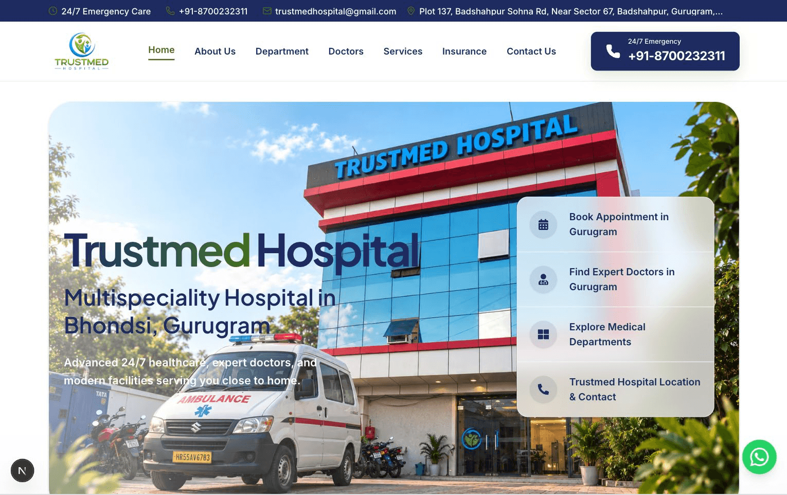Hospital website designed to bring in patient enquiries