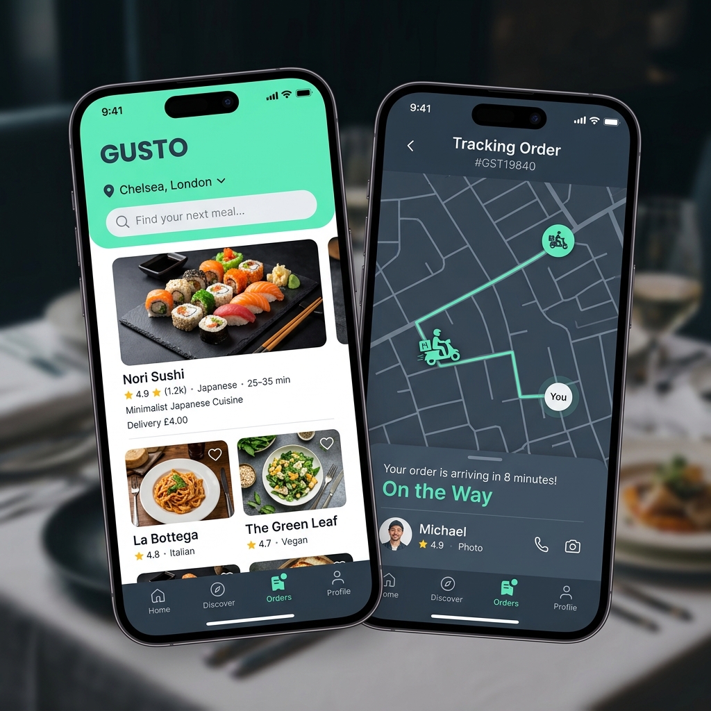 Food delivery mobile app built by Quantum Webframe with real-time tracking